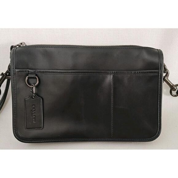 Coach C1592 Heritage Black Leather Convertible Clutch Purse